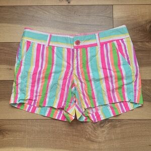 Lilly Pulitzer Multicolor Stripe Cotton Shorts - Pink, Green, Yellow, Blue